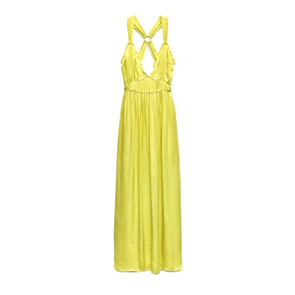 Zara Satin Effect Dress Lime size XS and M - Picture 14 of 16